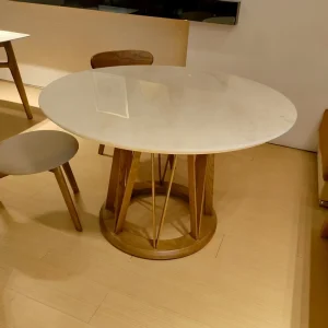 T3016+C6020 Dining Table Chair Stone Facing Round Table for Home Apartment Hotel Villa Kitchen or Bar