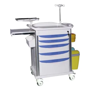 TCS D 05 Modern Hospital Multifunctional Plastic Emergency Cart Cardiac Board Portable Trolley 5 Drawer
