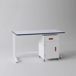 TL 1 12 Hospital Grade C Frame Lab Bench with Mobile Cabinet Modern Steel Epoxy Resin Lab Furniture for Clinical and Research Labs