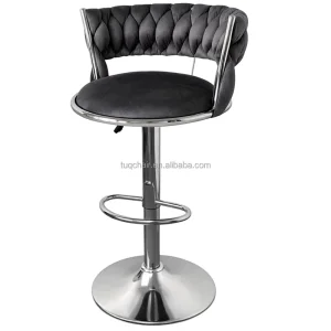 TUQ CHAIR Ergonomic 44cm Thick Cushion Bar Stools Hot Selling Woven Bar Stools with Backrest