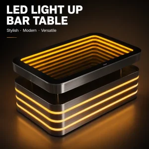 Table Haute Bar Cuisine Tactil LED Infinity Mirror High Top Cocktail Table with RGB Glow for Nightclub Pub Party