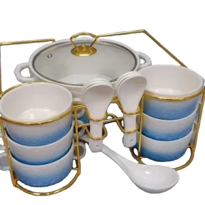 Tableware Ceramic Soup &bowl Pots Soup Pot Set with Stand Soup Tureen Porcelain Luxury Camping Dinnerware Sets Europe CLASSIC