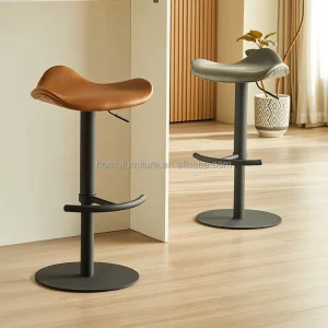 Taburete Barhocker 360 Swivel Bar Stools Adjustable Height Leather Saddle Barstools with Metal Base for Kitchen Island Counter