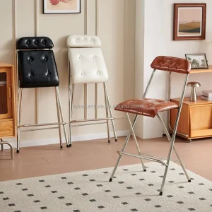 Taburete Barhocker Modern Folding Bar Stools Space Saving Metal Counter Stools Tufted PU Leather Barstools for Kitchen Bistro