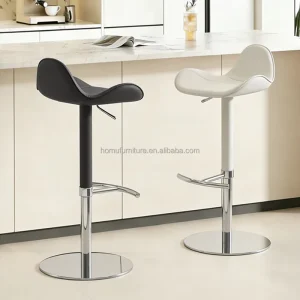 Taburete Barhocker Modern Swivel Bar Stools Adjustable Height Leather Barstools with Chrome Base for Kitchen Counter Island