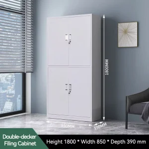 Tall Full Body Two Section Steel Filing Cabinet Ventilated Structure & Heavy Duty Build for Office Document Security