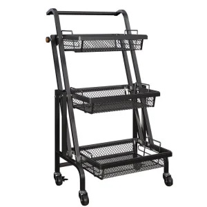 Tea Cart Restaurant Food Trolley Hotel Serving Cart Mobile Kitchen Shelf with Wheels Modern Kitchen Trolley