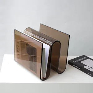 Tea Colored Acrylic Book Holder Curved Integrated Desktop Book Storage Rack Ins Style Magazine File Divider Book Stand