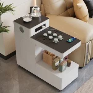 Tea Serving Side Table with Sintered Stone Top for Living Room and Balcony CJ19#