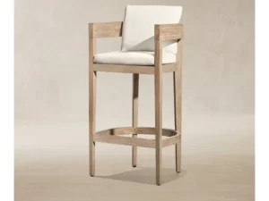 Teak Wood Bar Stool Outdoor High Bar Chair Solid Teak Bar Stool for Patio Garden Hotel Bar Furniture