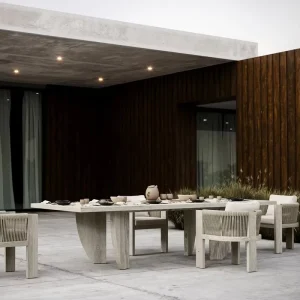 Teak Wood Dining Table and Chair Set Anti corrosion Outdoor Furniture Hotel Terrace Furniture Garden Dining Table