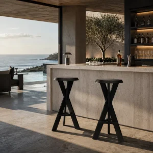 Teak Wood Outdoor Bar Stool Resort Poolside Wood Bar Chair for Hotel Resort Seaside Project