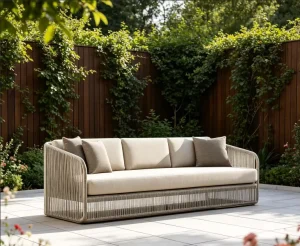 Teak Wood Rope Woven Sofa Dining Set Modern Outdoor All Weather Waterproof Patio Garden Table Chair Furniture for Villa Hotel