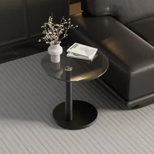 Tempered Glass Coffee Table Metal Frame Multifunctional Side End Table for Small Apartment