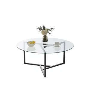 Tempered Glass Coffee Table Modern Minimalist Metal Frame Living Room Furniture Bedroom Office Clear Glass