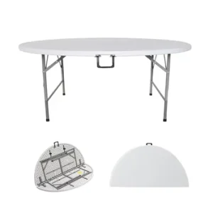 Temporary Use Heavy Duty Foldable White Dining Round Table for 10 People