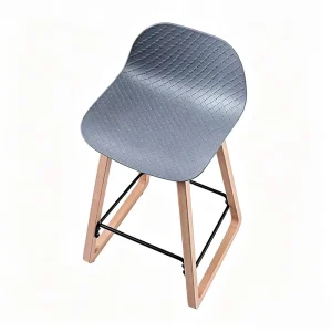 Textured PP Seat Bar Stool Bent Beech Wood Frame With Metal Footrest Customizable Commercial Bar Chair