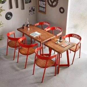 The Best selling Restaurant Furniture Table and Chair Set with Metal Legs and Wooden Dining Tables and Chairs