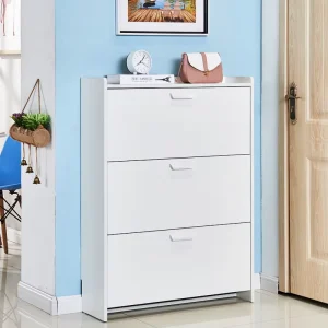 The Manufacturers Wooden White Modern and Simple Shoe Cabinet for the Entrance Hall With a Large Capacity Economical