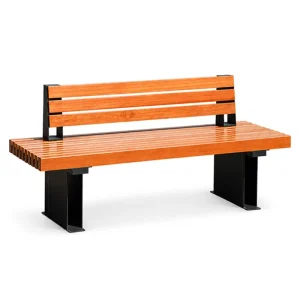 The Modern Outdoor Bench Featuring a Stainless Steel Frame and an Anti-corrosion Wood Seat Is Suitable for Use in Parks