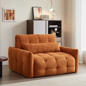 The Modern style Electric Shearling Double Sofa bed with Pull out Folding Function Is a Suitable Set for Small Living Rooms