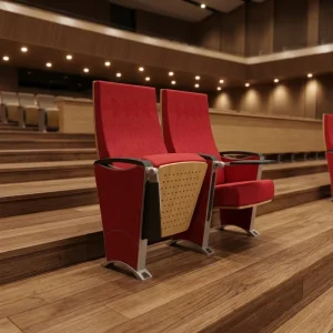 Theater Auditorium Chair with Foldable Writing Table Aluminum Frame for School Hotel Hospital Church Use