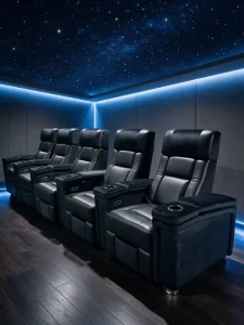 Theatre Recliner Sofa Furniture Power Recliner Chairs with Cupholder USB Charge for Villa Basement Living Room