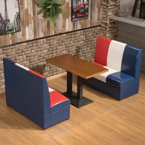 Theme Restaurant Booth Seating Retro Sports Bar Diner Sofa Custom Tricolor PU Leather Seating for Commercial Dining