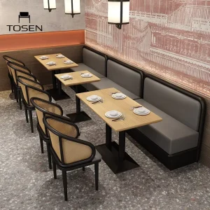 Theme Restaurant Western Restaurant Woven Rattan Sofa Dining Booth Coffee Shop Milk Tea Shop Table and Chair Combination