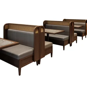 Themed Southeast Asian Restaurant Wall Mounted Booth Sofa Dining Table Chair Set Commercial Use PU Material Double Seating