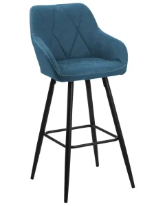 Thick Soft Cushion Velvet Fabric Bar Stools with Ergonomic Armrest for Household Kitchen Island Dining Room