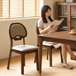 Thick framed Solid Wood Dining Chairs Minimalist Modern Scandinavian Luxury Inspired Design for Hotel Use
