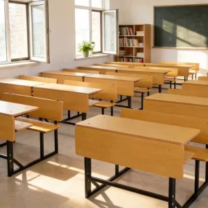 Thickened Powder Coated Steel Desk Bench 2 Seater Integrated Type Anti rust Frame for African School Classroom Use