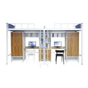 Thickened Two-person Iron Adjustable Bunk Bed with Desk Combination Modern Design for School Student Dormitory and Apartment