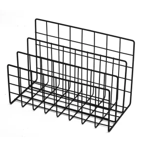 Three-Grid Metal Iron Storage Rack Art Desktop Books Multifunctional Magazine File Storage Rack