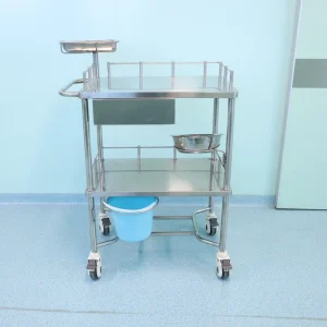 Three Layer 201 Stainless Steel Multi Function CE ISO Certified Medical Trolley 40 lb Load Capacity Hospital Use