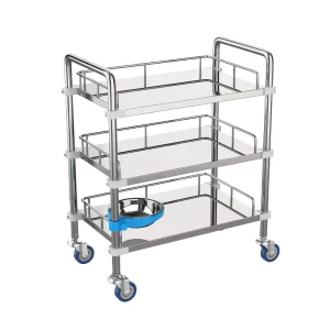 Three Layer Stainless Steel Surgical Trolley Hospital Dressing Medical Instrument Cart