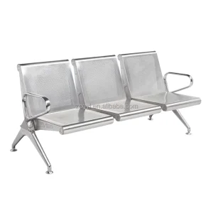 Three Person Stainless Steel and Aluminum Alloy Airport and Hospital Waiting Chair with Steel Armrests