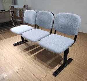 Three Seat Comfortable Public Waiting Chair Fabric Cushion Color Customization