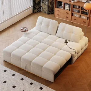 Three Seat Designer Sofa Bed Modern Fabric Multifunctional Pull Out Sofa for Hotel Villa Living Room