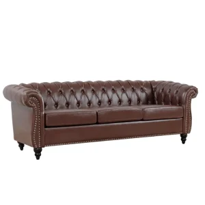 Three Seat PU Leather Sofa with Cooling Feature for Apartment and Hotel Use