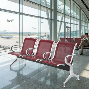Three Seater Iron Anti rust Eco friendly Modern Outdoor Waiting Chair for Airport Bank Hospital Hotel and Public Areas