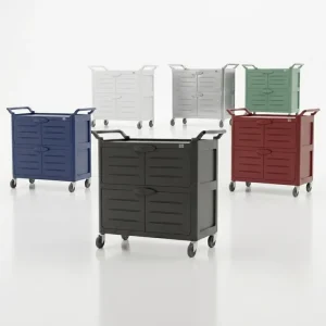 Three Tier Hotel Trolley Dining Cart 4 inch PP+Aluminum Wheels for Cleaning Service Restaurant Hotel Kitchen