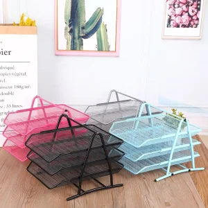 Three Tier Iron Wire Mesh File Holder Document Tray Rack Data Rack Magazine Rack File Tray China