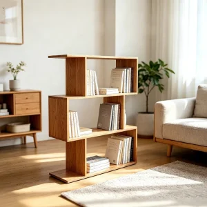 Three Tier Open Modern Wooden Panel Eco Friendly Bookshelf for Living Room Bedroom Hotel Use