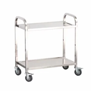 Three Tier Stainless Steel Dining Cart Thickened Square Tubing Multi functional Disassembly for Restaurant Hotel Food