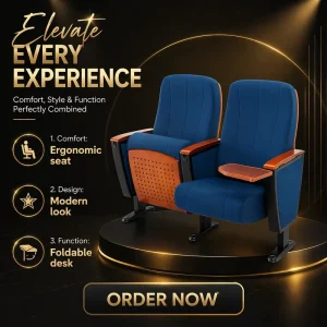 Tiered Auditorium Seating Cinema Soft Row Chairs Modern Minimalist Foldable Fabric Art Theater Furniture Commercial Use