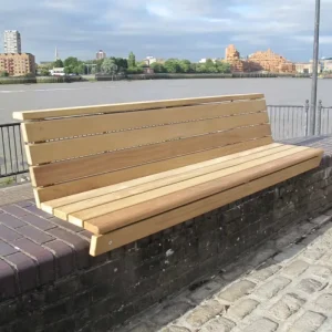 Timber Wall Top Seating Park Street Outdoor Bench with Backrest