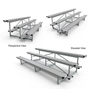 Tip and Roll 3 Layer Aluminum Bleacher Matte White Oxidation Frame Mobile Gym Bleacher Outdoor Bleacher Seating for Sports NLP 3