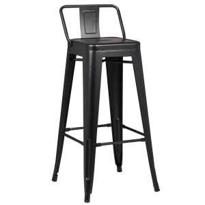Tolix Bar Stool Heavy Duty Kitchen Bar Chair with Low Rest Back Restaurant Cafe High Chair for Bar Table